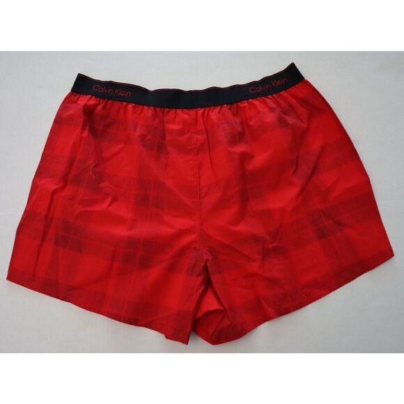 Calvin Klein NB3361 620 Men's Sz XL Red Textured Plaid Cotton Boxers $30 - Picture 2 of 6